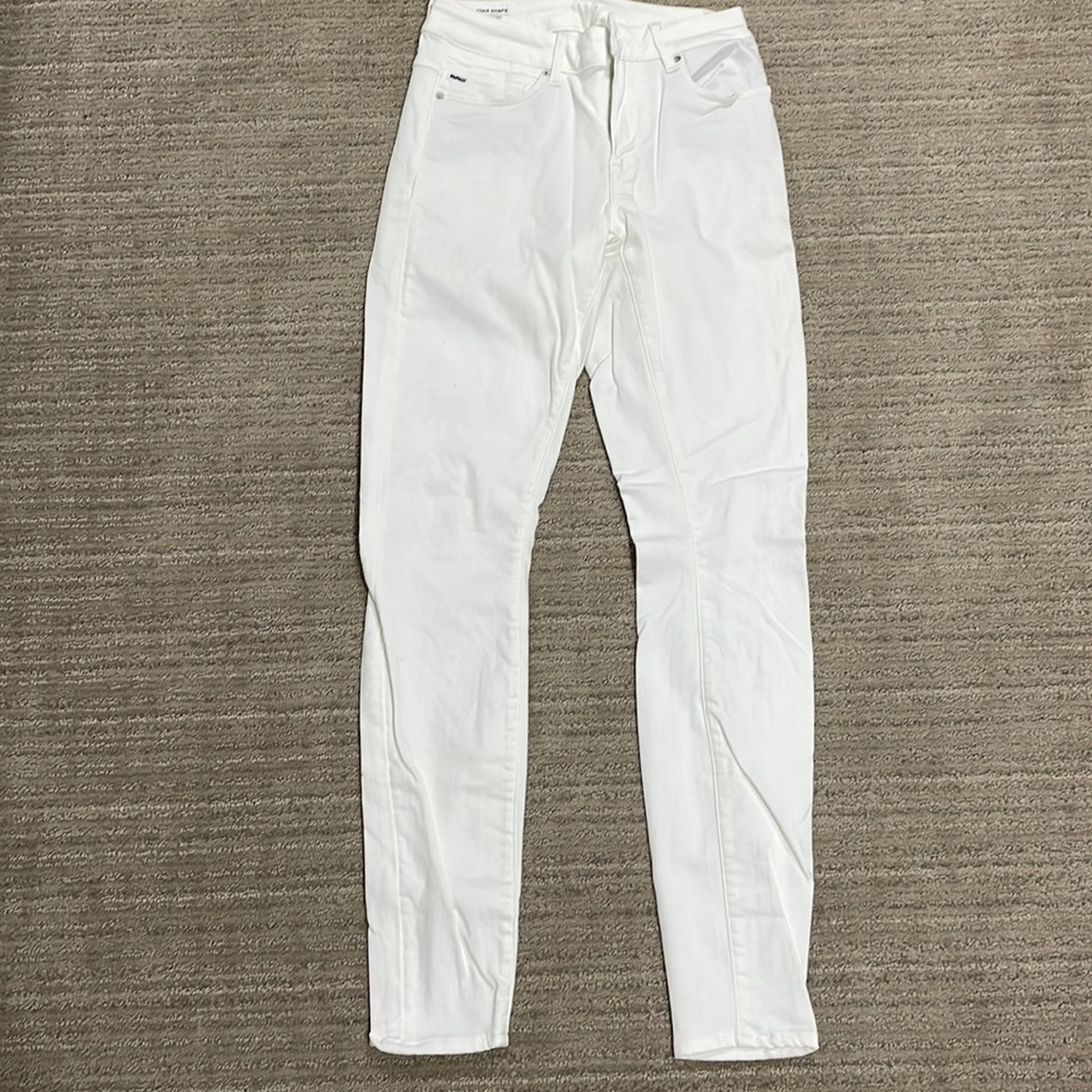 G Star Raw White high rise skinny jeans.